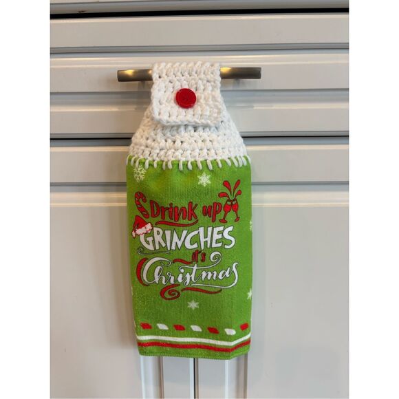 handmade Other - Crochet Top Kitchen Towel-Drink up grinch it’s cheistmas